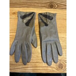 Fownes Vintage Leather Gloves Gray Women Lined Driving Gloves Small Sz‎ 7